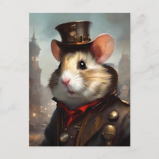 Niedlich Steampunk Hamster Postkarte (Vorderseite)