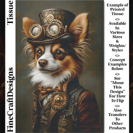 Niedlich Steampunk Papillon Dog Portrait CQ1 Decou Seidenpapier