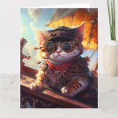 Niedlich Steampunk Pirate Cat Karte (Vorderseite)