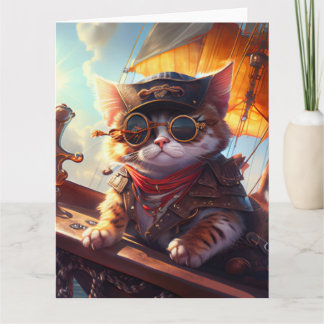 Niedlich Steampunk Pirate Cat Karte