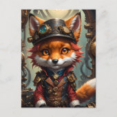 Niedlich Steampunk Red Fox Postkarte (Vorderseite)