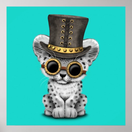 Niedlich Steampunk Snow Leopard Cub Poster (Vorne)