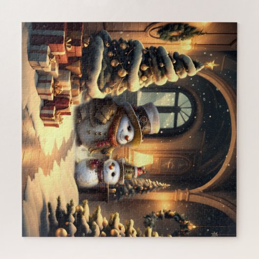 Niedlich Steampunk Snowman Weihnachtspuzzle Puzzle (Horizontal)