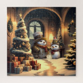 Niedlich Steampunk Snowman Weihnachtspuzzle Puzzle (Vertikal)