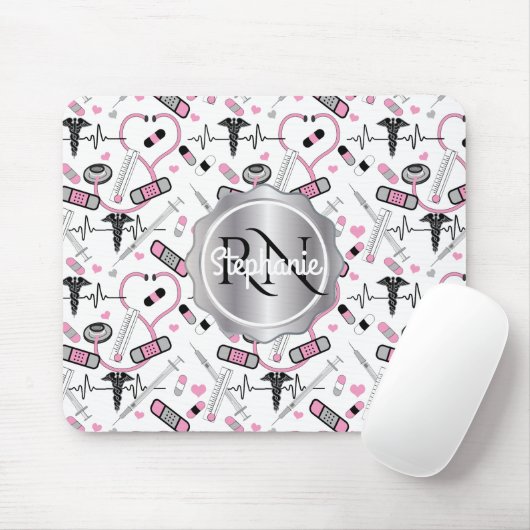 Niedlich Stethoscope Nurse | Doctor EKG Pattern Na Mousepad (Mit Mouse)