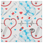 Niedlich Stethoscope Nurse | Doctor EKG Pattern Stoff (Nahaufnahme)