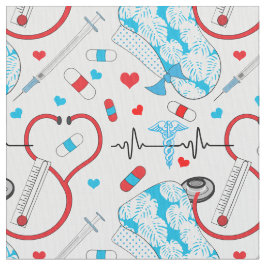 Niedlich Stethoscope Nurse | Doctor EKG Pattern Stoff