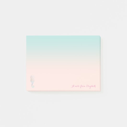 Niedlich Stilvoll, Seepferd, Personalisiert Post-it Klebezettel (Vorderseite)