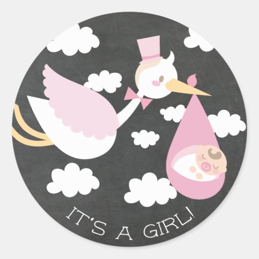 Niedlich Storch It's a Girl Gevor Sticker (Vorderseite)