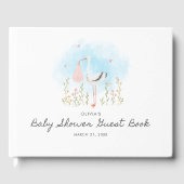 Niedlich Stork Baby Girl Showere Gästebuch (Vorderseite)