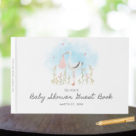 Niedlich Stork Baby Girl Showere Gästebuch
