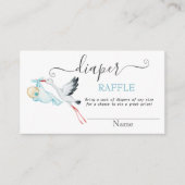 Niedlich Stork Baby Zigzag Diaper Raffle Begleitkarte (Vorderseite)