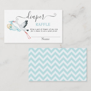 Niedlich Stork Baby Zigzag Diaper Raffle Begleitkarte