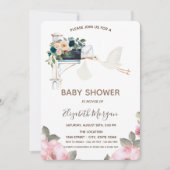 Niedlich Stork Mailbox Blume Kinderdusche Einladung (Vorderseite)
