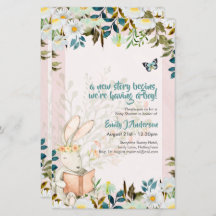 Niedlich Storytime Bunny baby Shower Gender Reveal