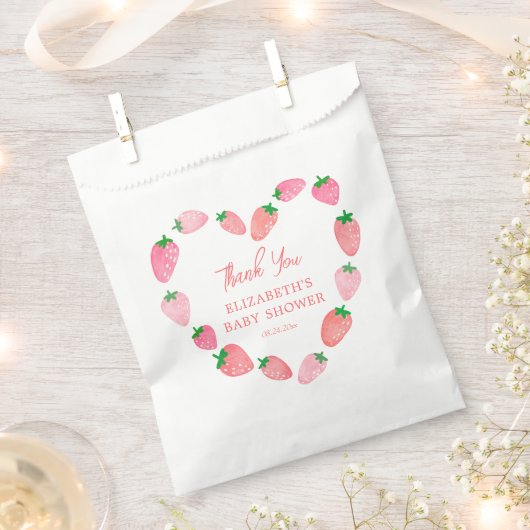 Niedlich Strawberry Baby Dusche Vielen Dank Geschenktütchen (Ausgeschnitten)