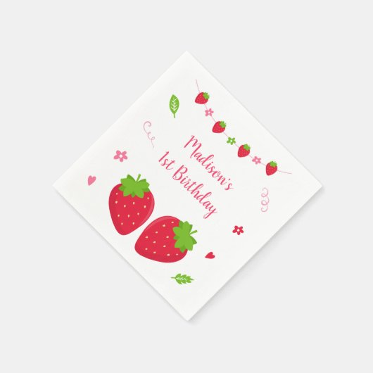 Niedlich Strawberry Berry Sweet Birthday Serviette (Ecke)
