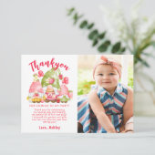 Niedlich Strawberry Birthday Foto Dankeskarte (Stehend Vorderseite)