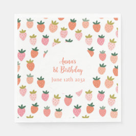 Niedlich Strawberry Birthday Napkins Serviette