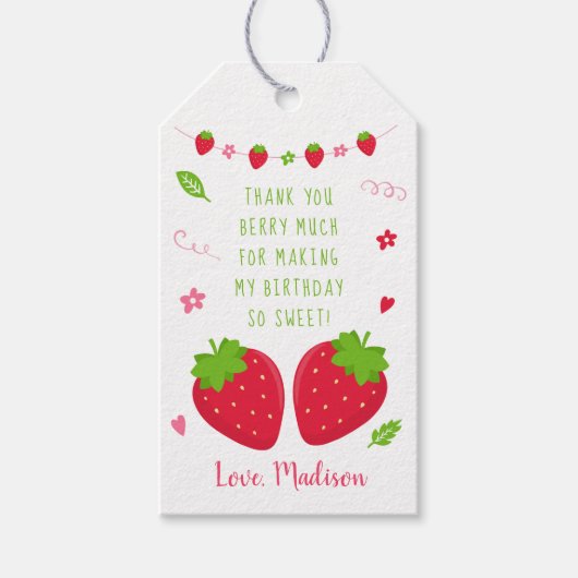 Niedlich Strawberry Birthday Vielen Dank Geschenkanhänger (Vorderseite)