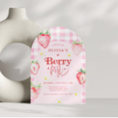 Niedlich Strawberry Daisy Berry 1. Arch Geburtstag Einladung