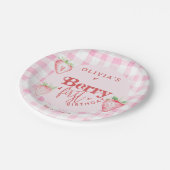 Niedlich Strawberry Daisy Berry First Brithday Pappteller (Schrägansicht)