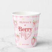 Niedlich Strawberry Daisy Berry First Foto Brithda Pappbecher (Rückseite)