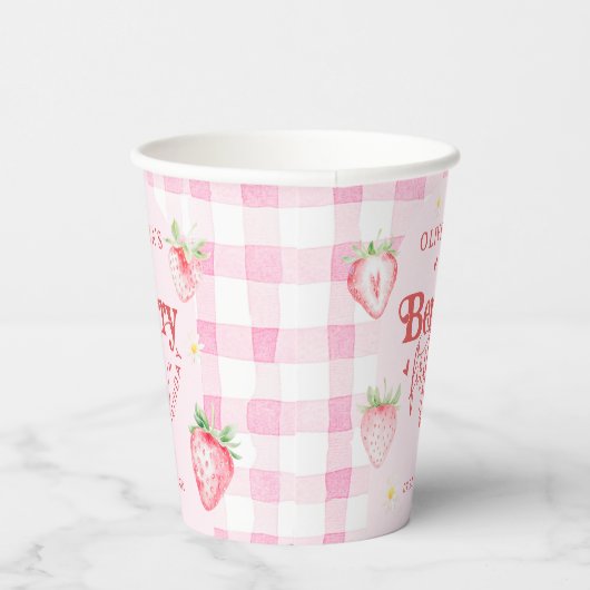 Niedlich Strawberry Daisy Berry First Foto Brithda Pappbecher (Rechts)