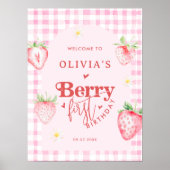 Niedlich Strawberry Daisy Berry First Foto Brithda Poster (Vorne)