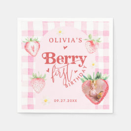 Niedlich Strawberry Daisy Berry First Foto Brithda Serviette
