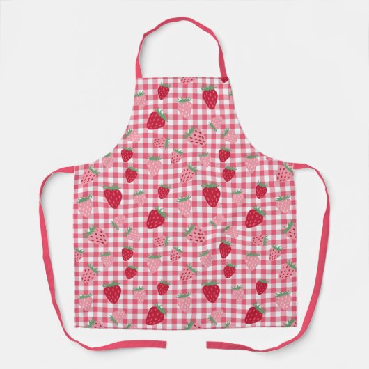 Niedlich Strawberry Kariert Gingham Gemustert Schürze (Vorderseite)