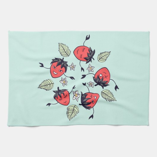 Niedlich Strawberry Kawaii Frucht Geschirrtuch (Horizontal)