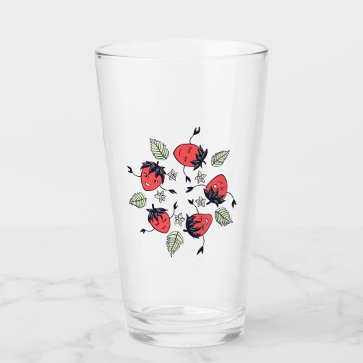 Niedlich Strawberry Kawaii Frucht Glas (Vorderseite)