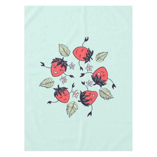 Niedlich Strawberry Kawaii Frucht Tischdecke (Vorderseite)