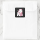 Niedlich Strawberry Milkshake Kawaii Panda Quadratischer Aufkleber (Tasche)