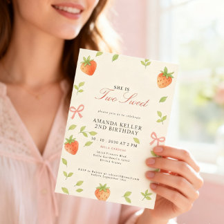 Niedlich Strawberry Pink Geburtstag Einladung