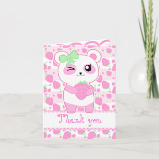 Niedlich Strawberry pink Kawaii Panda gebar Geburt Karte