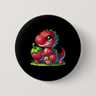 Niedlich Strawberry Summer Frucht Lover Dinosaur T Button