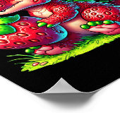 Niedlich Strawberry Summer Frucht Lover Dinosaur T Poster (Ecke)