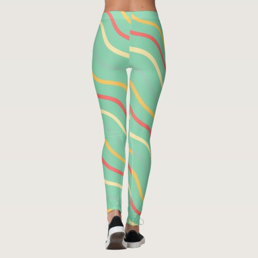 Niedlich Strip Green Yoga Frauen Leggings (Rückseite)