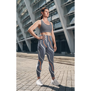 Niedlich Stripe Gym Yoga Frauen Workout Graue Legg Leggings