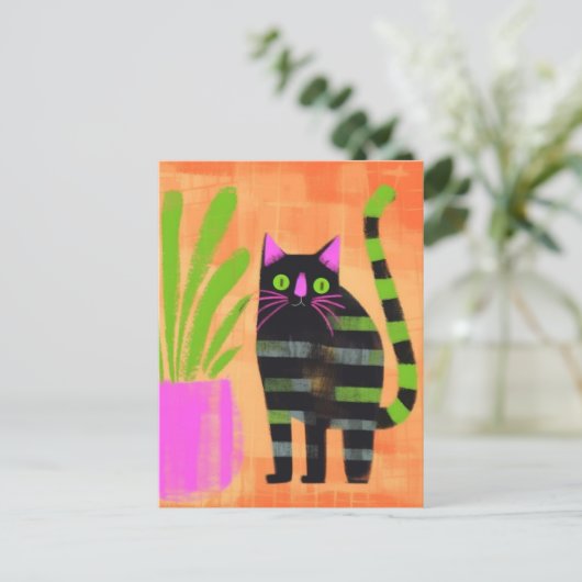 Niedlich Stripte Kitty Postkarte (Stehend Vorderseite)