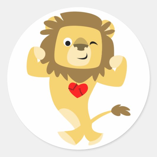 Niedlich Strong Cartoon Lion Heart Sticker (Vorderseite)