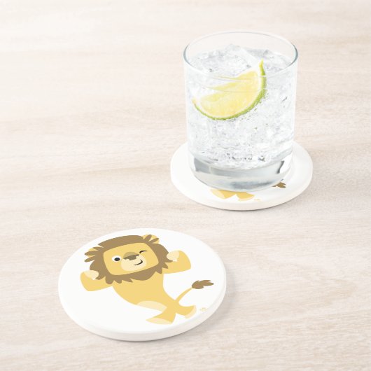 Niedlich Strong Cartoon Lion Untersetzer (Seite)