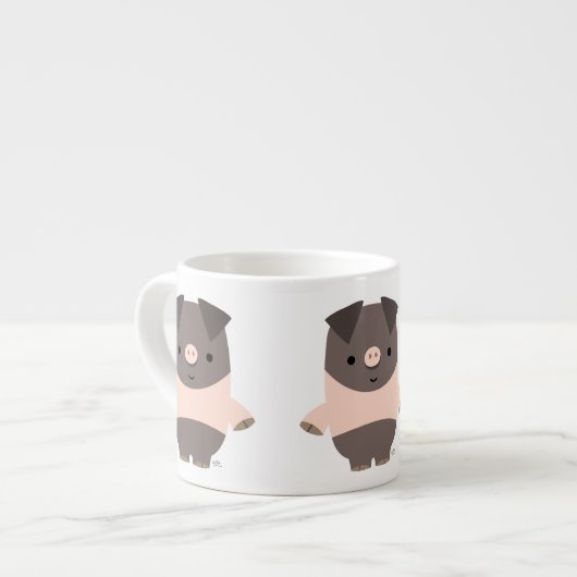 Niedlich Strong Cartoon Pig Espresso Tasse (Vorderseite Links)