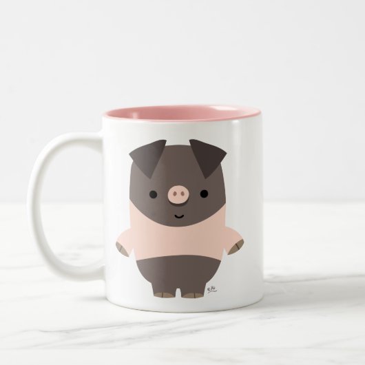 Niedlich Strong Cartoon Pig Tasse (Links)
