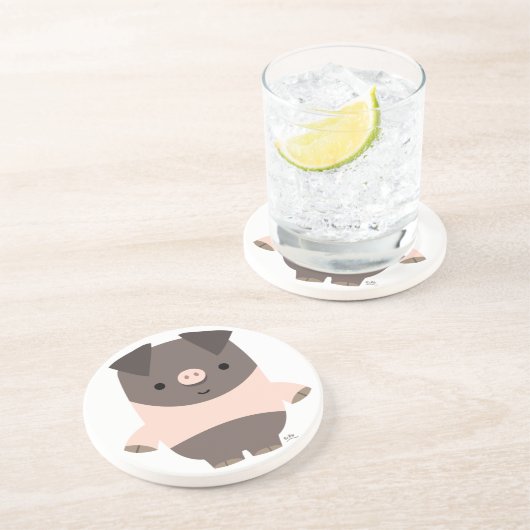 Niedlich Strong Cartoon Pig Untersetzer (Seite)