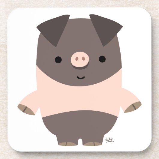 Niedlich Strong Cartoon Pig Untersetzer Set (Vorderseite)