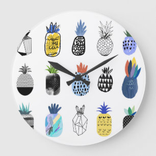 Niedlich strukturierte Ananas, Vintage Kollektion. Große Wanduhr
