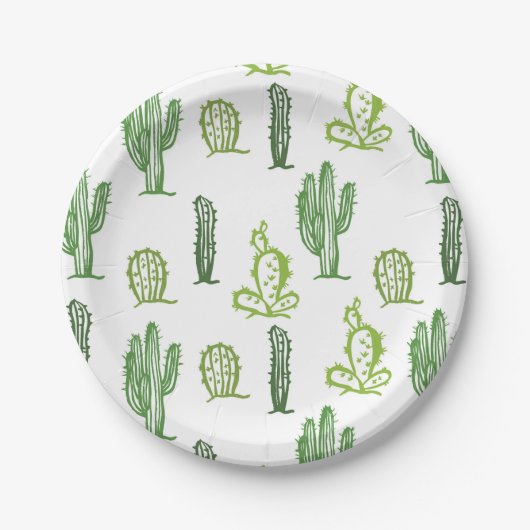 Niedlich Succulent Lovely Green Cactus Paper Telle Pappteller (Vorderseite)